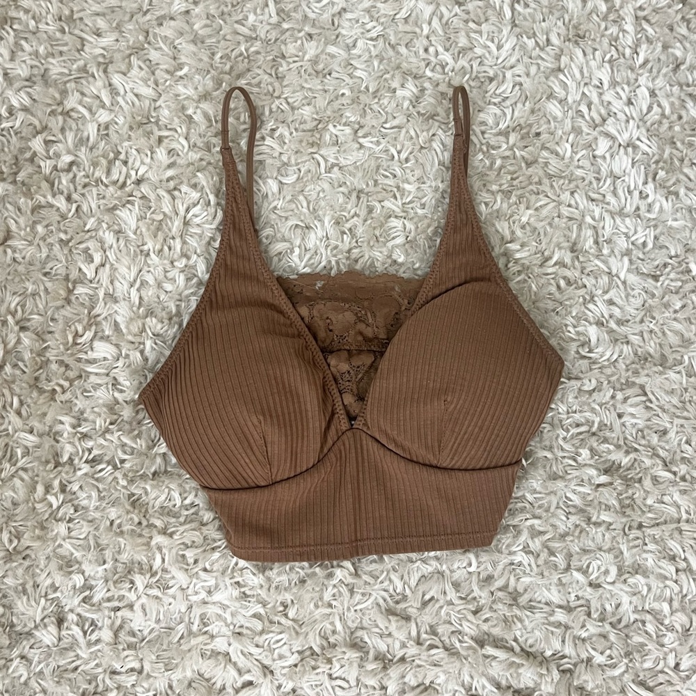 light brown american threads crop top size s